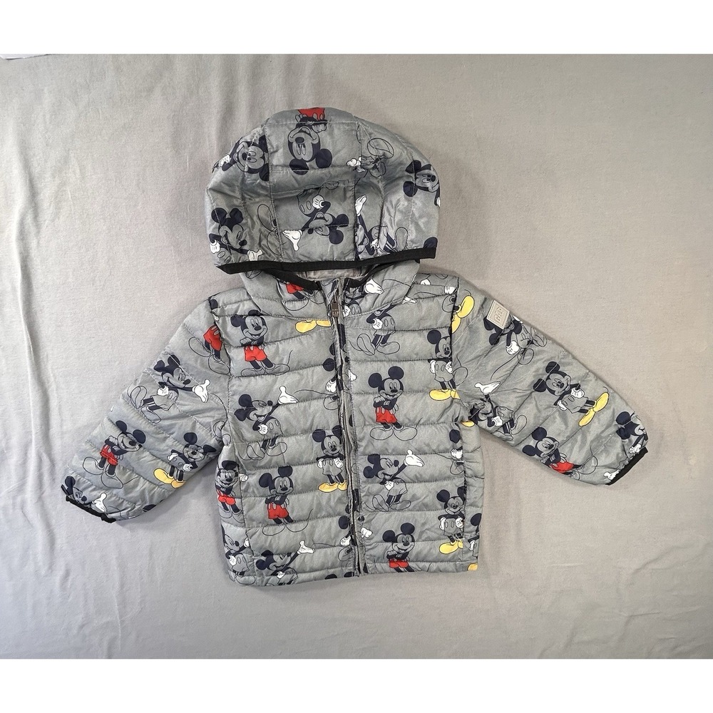 Baby Gap Disney Mickey Mouse grey lightweight puffer jacket Toddler 2T